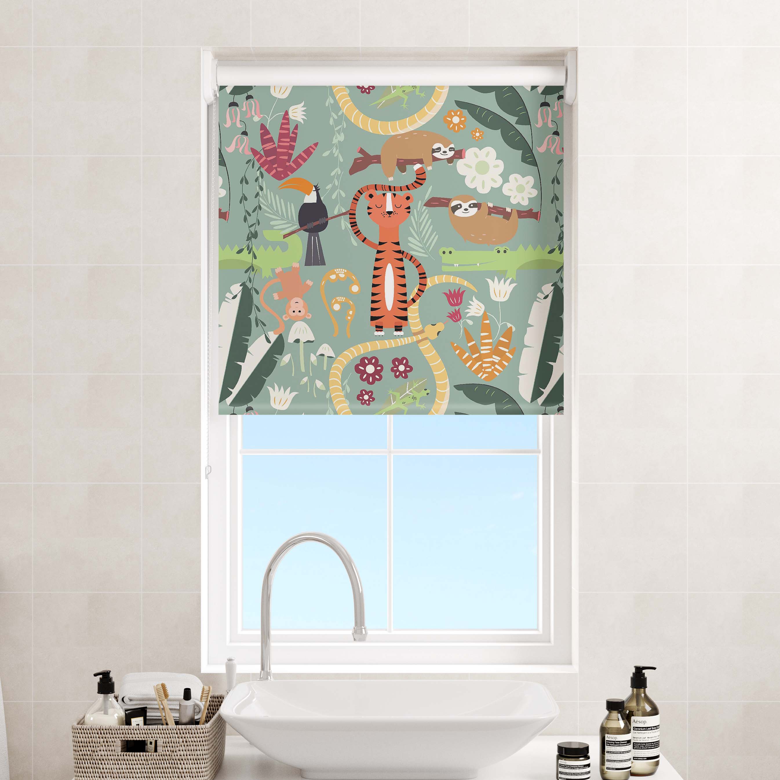 Bloc Blinds EasyFit Roller Blind in Jungle Friends Blackout