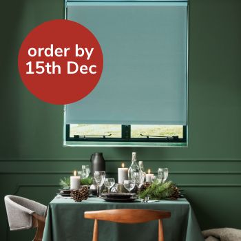 Roller Blind displayed with grey fabric